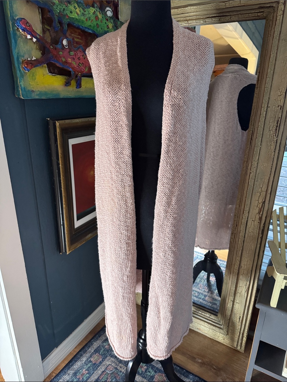Chico's Blush Open-Front Long Knit Vest